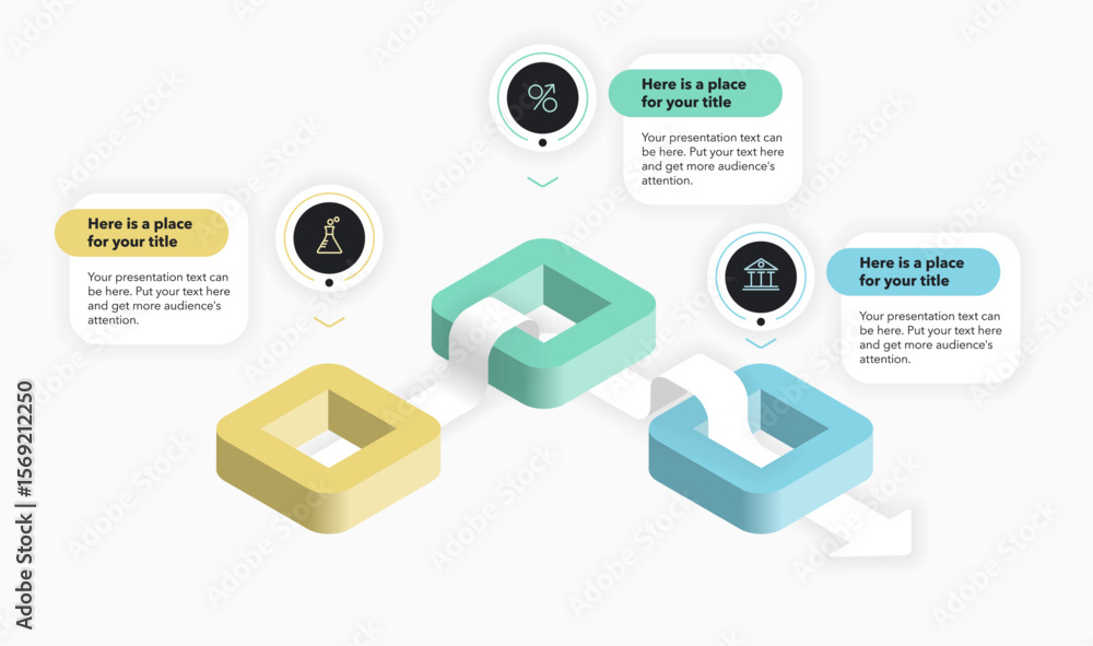 Poster modern infographic process digram with three steps. isometric chart design for workflow layout, bann