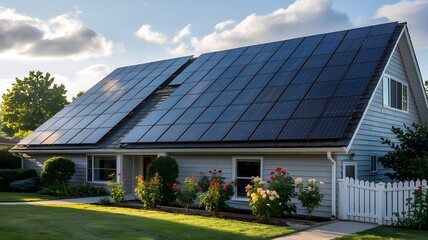 Solar panels on the roof of a house