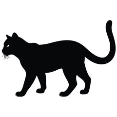 Obraz premium Wildcat Silhouette Stalking with Raised Tail Illustration for Graphic Design Projects