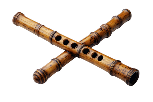 Recorder flute with finger holes isolated on white background
