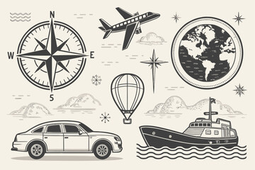 transportation icons set