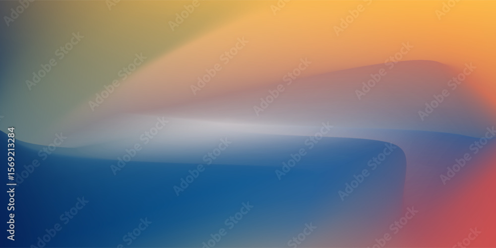 Poster abstract sea background. deep blue, orange and red color vector banner. pastel gradient pattern.