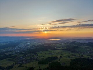 Amazing sunset in the Swiss mountains