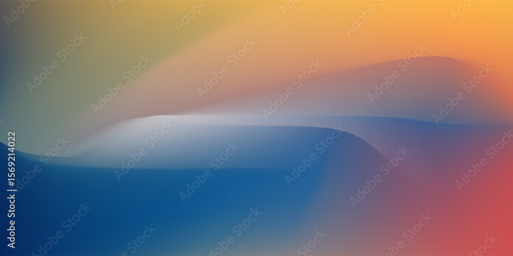 Poster abstract sea background. deep blue, orange and red color vector banner. pastel gradient pattern.
