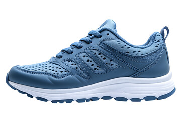 Running shoe in side profile view isolated on white background