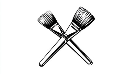 Crossed Makeup or Paint Brushes Icon