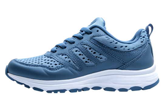 Running shoe in side profile view isolated on white background