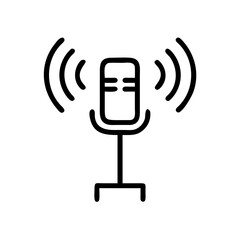 Microphone icon with sound waves illustrating audio recording concept  