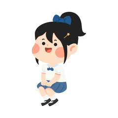 Cartoon Illustration of a Girl Sitting