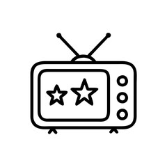 Vintage TV icon displaying stars in a minimalistic line art style  