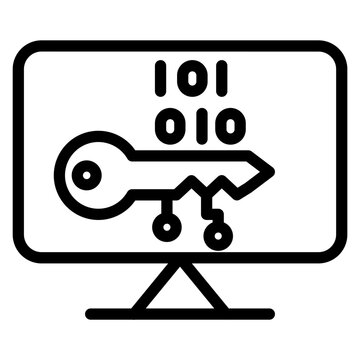 digital key on computer screen clip art preview