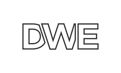 DWE logo design template with strong and modern bold text. Initial based vector logotype featuring simple and minimal typography. Trendy company identity.
