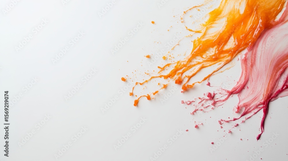 Poster dynamic overhead shot of vibrant fruit juice splashes in midair showcasing colorful patterns and tex