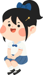 Cartoon Illustration of a Girl Sitting