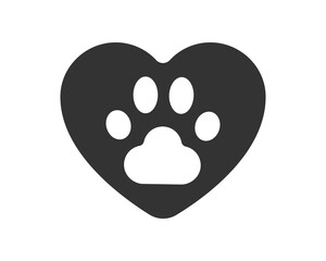 Obraz premium Heartwarming vector graphic of a paw print inside a heart, symbolizing love for pets. Use for animal welfare, veterinary services, pet adoption, or heartfelt designs.