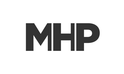 MHP logo design template with strong and modern bold text. Initial based vector logotype featuring simple and minimal typography. Trendy company identity.