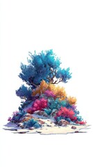 Vibrant Artistic Landscape with Colorful Foliage and Rocks