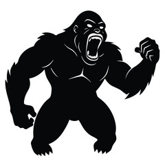 Fototapeta premium Powerful Gorilla Silhouette Beating Chest Vector Illustration