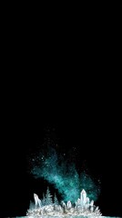 Magical Crystal Landscape with Glittering Snow and Dark Background