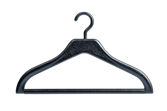 Standard metal coat hanger with curved shoulders isolated on white background