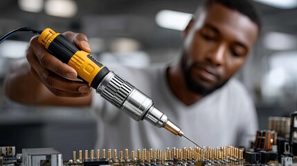 Technician repairing circuit board