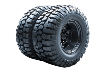 Tire with deep tread pattern isolated on white background