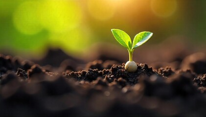 Planting a Tiny Seed A Delicate Act of Spring Gardening Under the Warm Sunlight