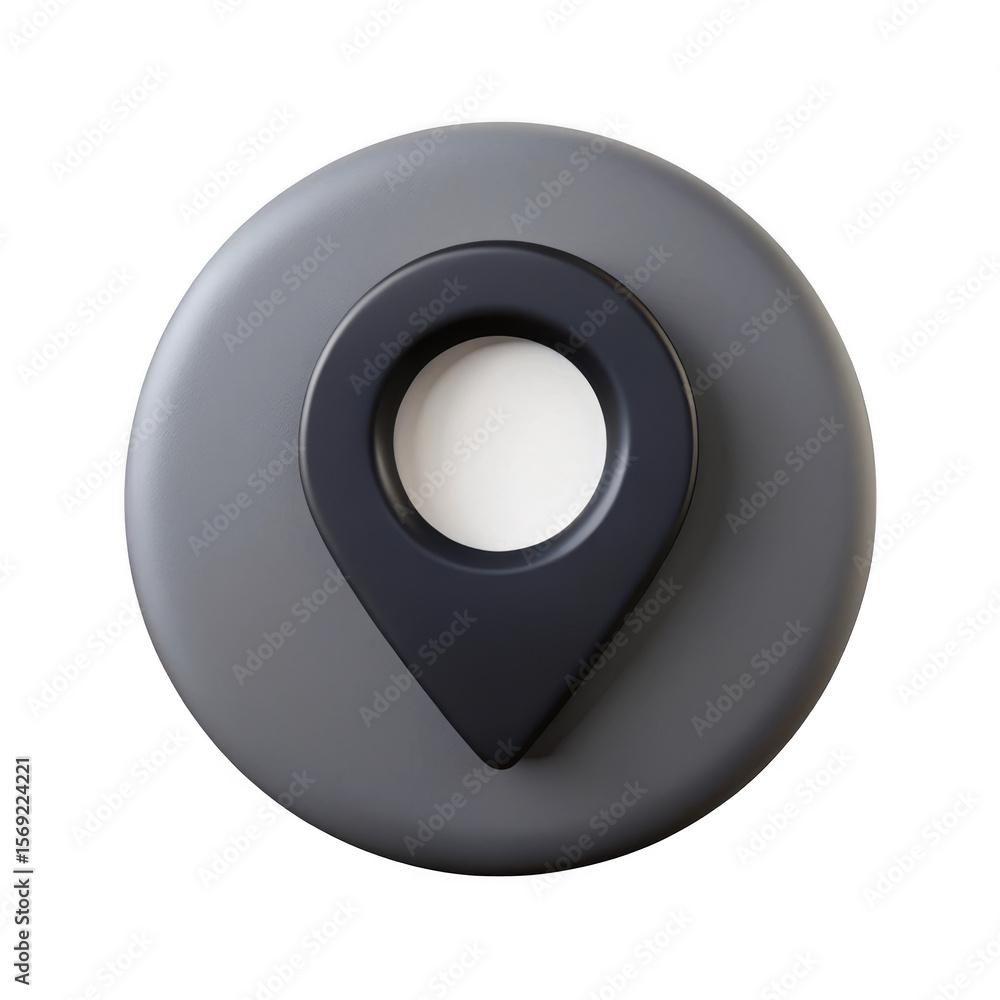 Poster 3d realistic location pin icon on circular base isolated on transparent background