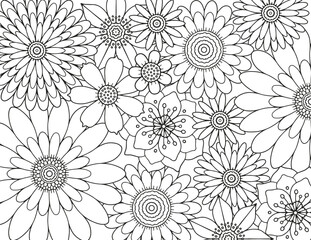 Abstract floral background. Coloring page for adults and children.