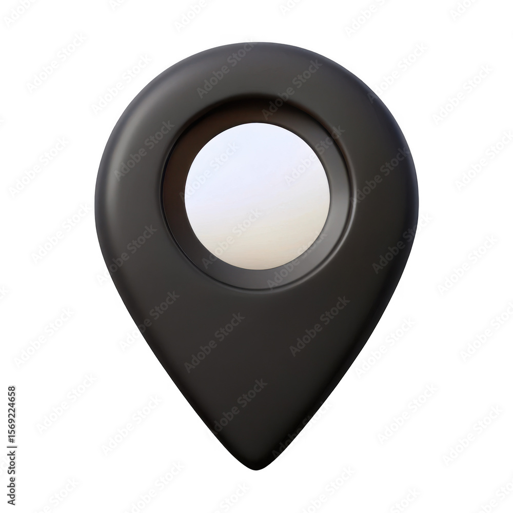 Aufkleber 3d realistic black map pointer icon isolated on transparent background