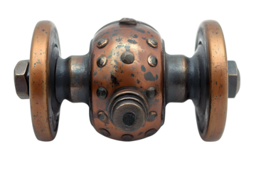 Vintage bicycle bell with striker isolated on white background