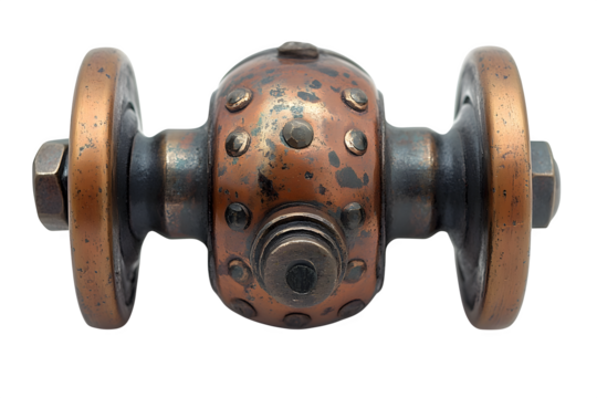 Vintage bicycle bell with striker isolated on white background