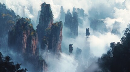Misty Mountain Peaks