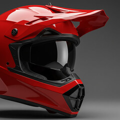 Sleek Red Motocross Helmet Protective Gear for Extreme Sports