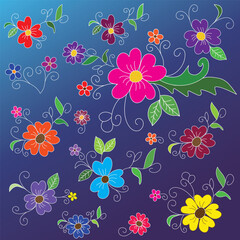 Batik Java Batek fabric floral flower pattern colorful background texture shirt motif print poster Indonesia