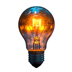 a glowing light bulb on a black background