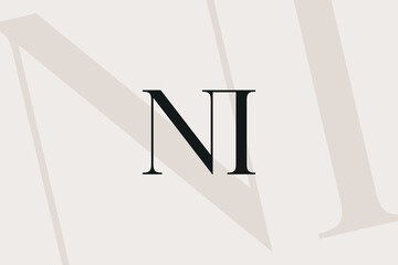 NI or IN letter logo icon design. Classic style luxury initials monogram.