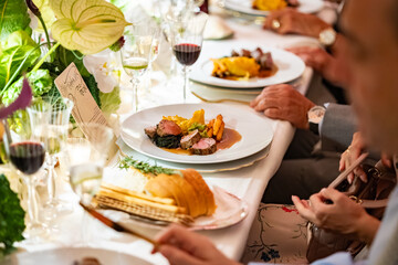 Gourmet Dinner Plates Served at Elegant Wedding Reception