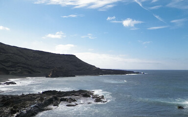 Cliffs over El Golfo Beach. Lanzarote Island.