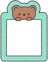 곰돌이 땡땡이 프레임 메모 일러스트