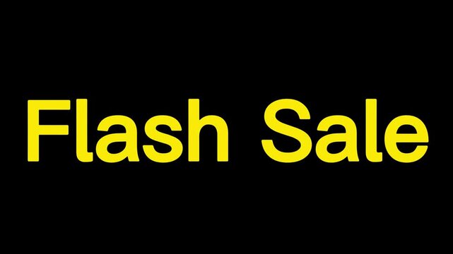 Yellow flash sale text on black background promoting limited time offers and discounts now available