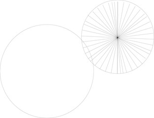 Two overlapping circles, one with radiating lines, on white background
