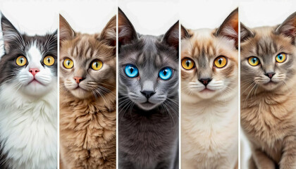 Diverse Cat Portraits in a Vibrant Collage Display.