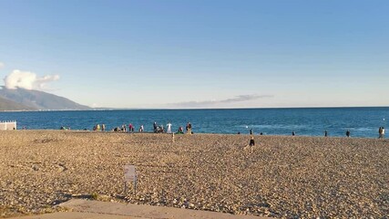 Seafront. View of the jogging track and the sea.