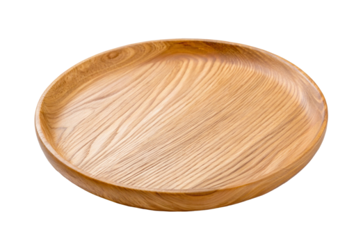 Beautiful wooden plate with smooth texture and round design for kitchen and dining table decor