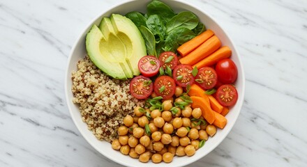Healthy Vegan Buddha Bowl with Quinoa and Fresh Vegetables