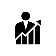 Abstract figure with rising bar chart, symbolizing growth in career or business metrics.
