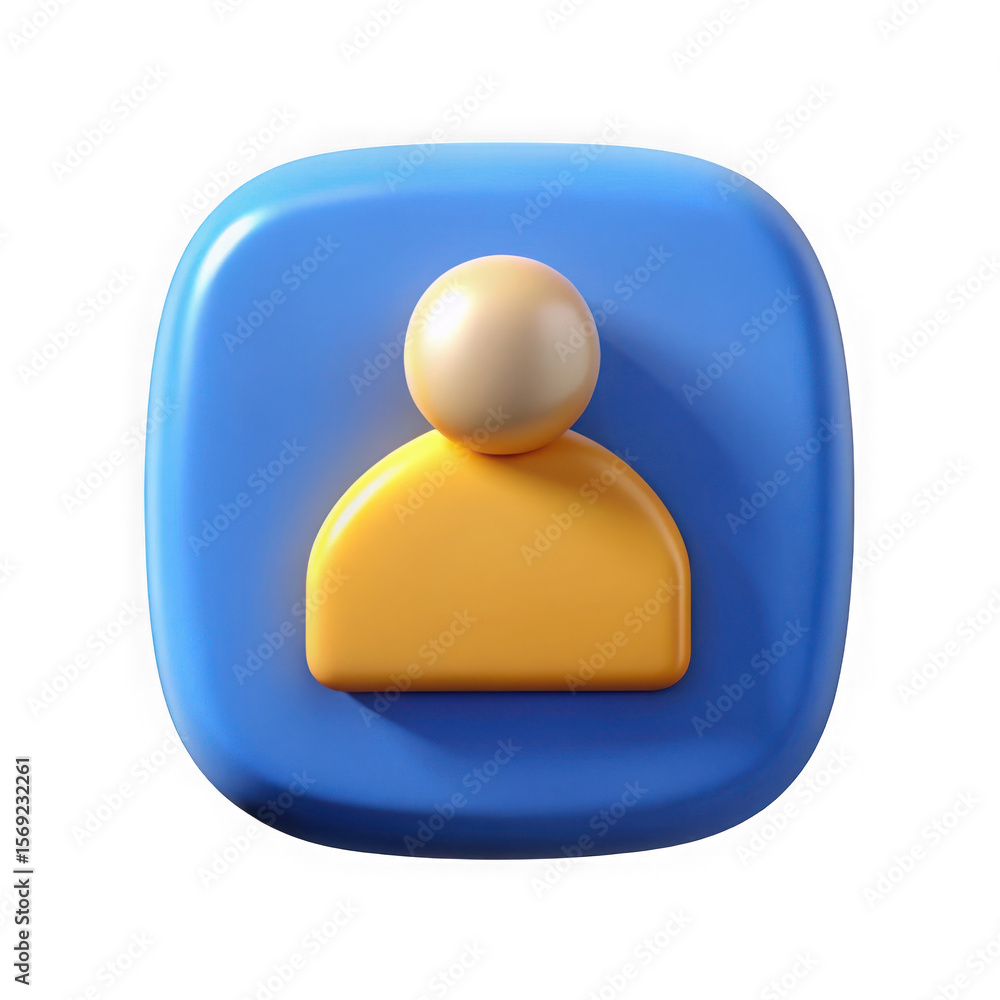 Poster stylized 3d user profile icon with rounded edges isolated on transparent background