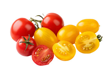Fresh colorful cherry tomatoes in vibrant red and yellow varieties for healthy summer salads