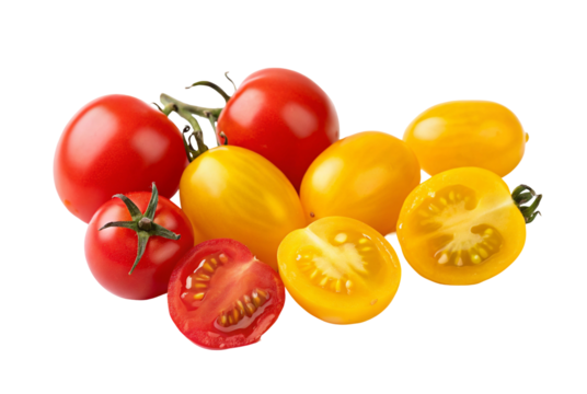 Fresh colorful cherry tomatoes in vibrant red and yellow varieties for healthy summer salads